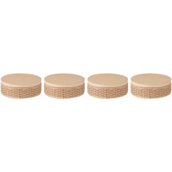 Lot de 4 boites rondes tressées en carton