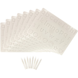Lot de 8 plateaux lettres minuscules + 8 stylets