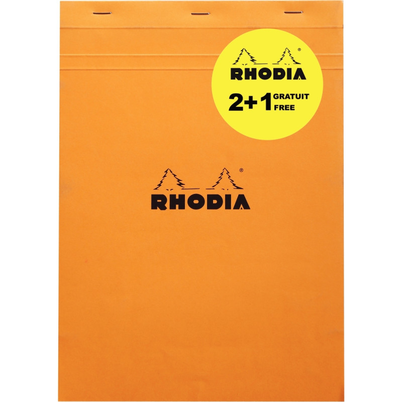 Lot de 2 blocs de bureau RHODIA 80 feuilles, format A4, quadrillé 5x5,