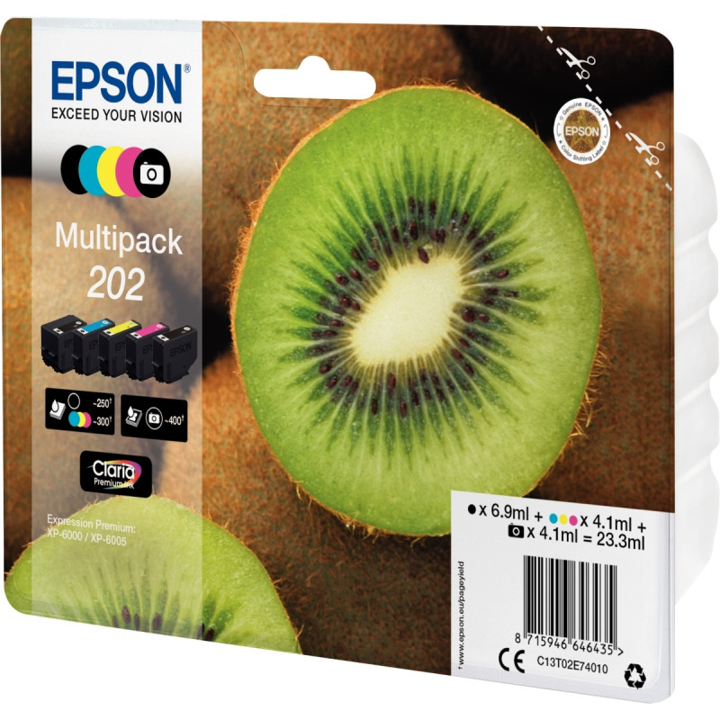 Epson KIWI / 202 lot 5 cartouches encre noir, cyan, magenta, jaune + n