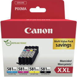 Canon 581XXL lot 4 cartouches encre NCMJ très haute capacité authentiq