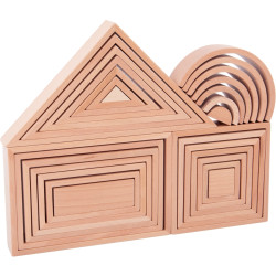 Jeu de construction architecte en bois naturel, 28 pièces