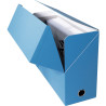 Boite de transfert papier toilé, dos 12 cm, bleu clair