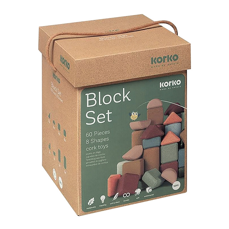 Coffret de 60 blocs de construction en liège