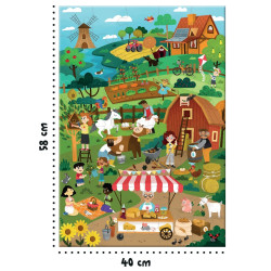Puzzle d'observation 40 pièces, la ferme écolo