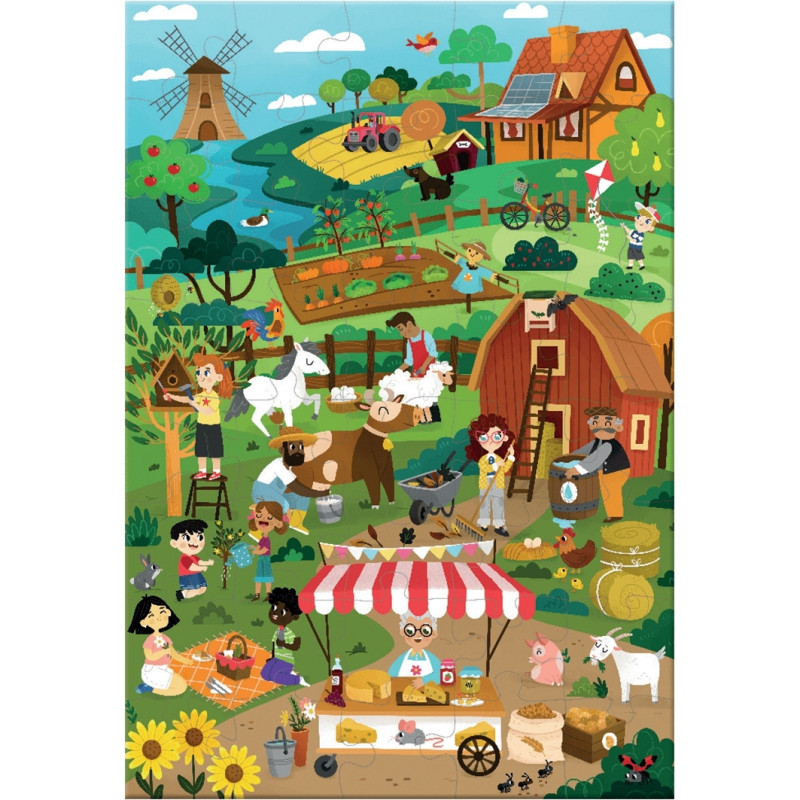 Puzzle d'observation 40 pièces, la ferme écolo