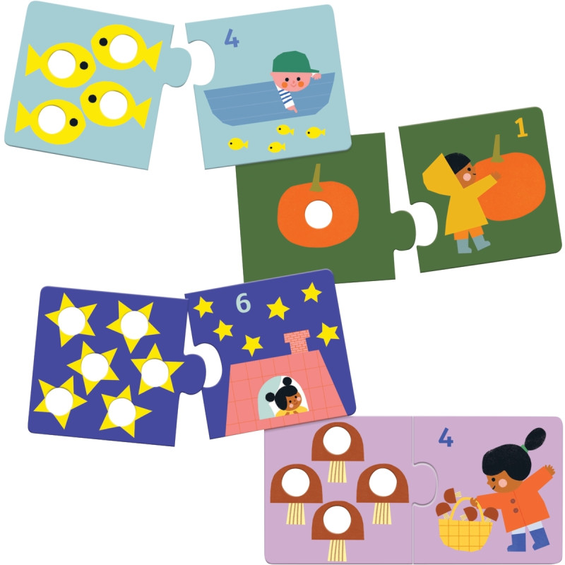 Boite de 12 puzzles duo, premiers chiffres