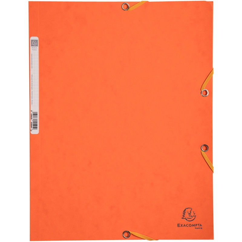 Chemise 3 rabats à élastiques en carte lustrée 400g, orange