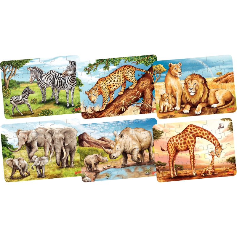 Lot de 18 puzzles en bois 24 pièces, les animaux du monde