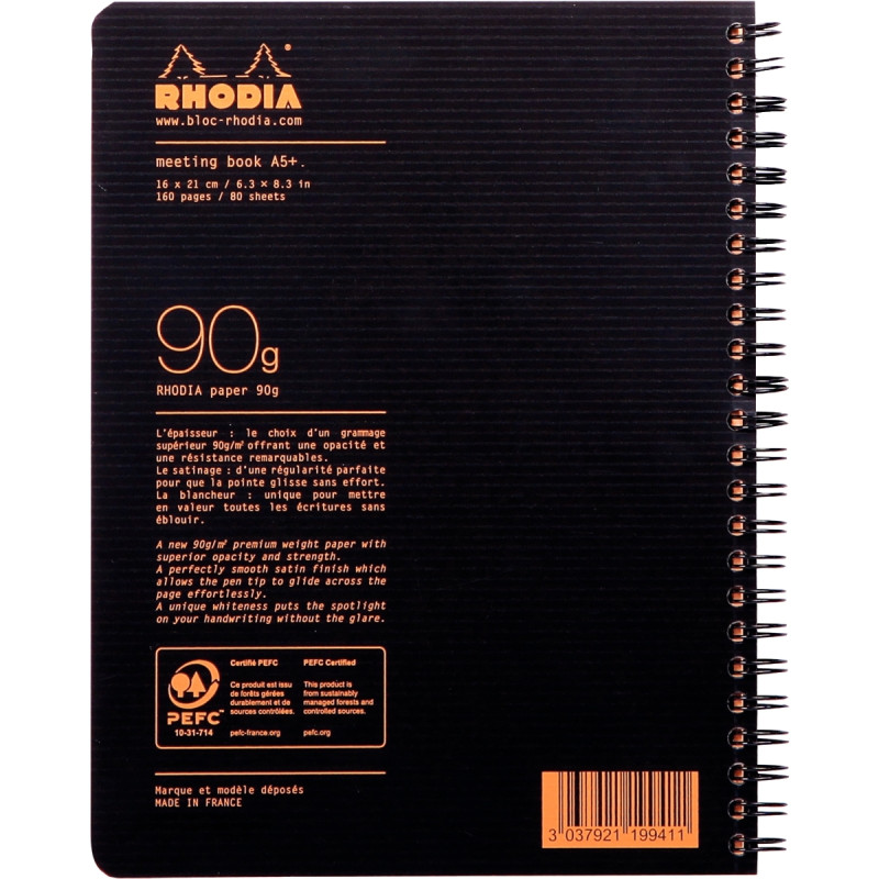 Cahier 160 pages MEETING BOOK RHODIACTIVE, format A5+, couverture en p