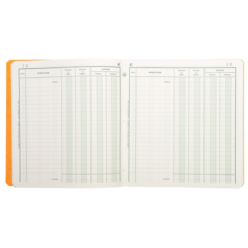 Piqûre de 20 feuilles positions de compte format 21 x 19 cm