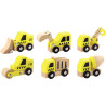 Lot de 6 véhicules de chantier en bois