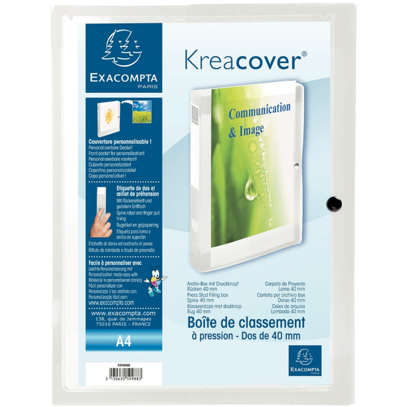 Boite de classement personnalisable en polypropylène KREACOVER dos 4 c
