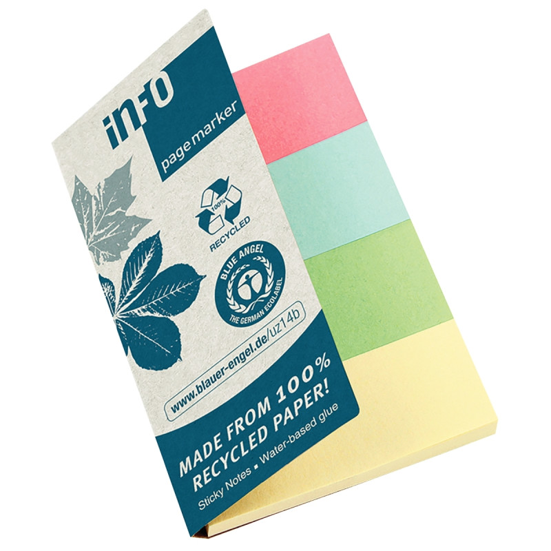 Etui de 4 distributeurs de 40 marque-pages en papier recyclés couleurs