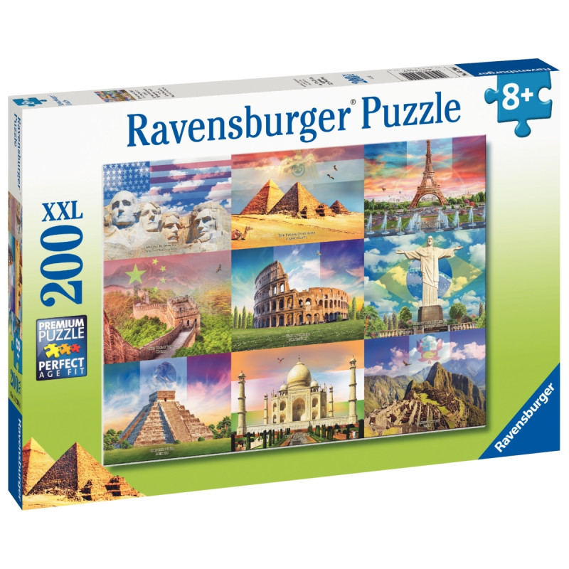 Puzzle XXL 200 pièces, les monuments du monde
