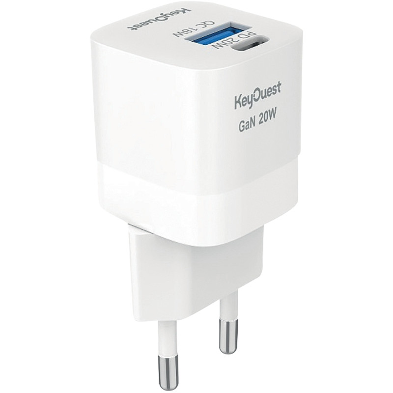 Chargeur secteur 2 port USB 18W/USB-C 20W blanc