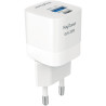 Chargeur secteur 2 port USB 18W/USB-C 20W blanc