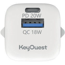 Chargeur secteur 2 port USB 18W/USB-C 20W blanc