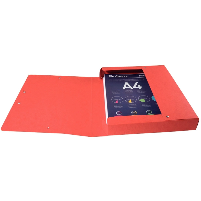 Boite de classement en carte lustrée SCOTTEN dos 4 cm, rouge