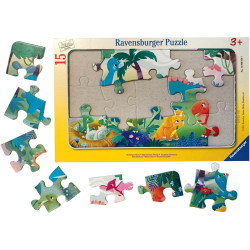 Puzzle à cadre 15 pièces, les petits dinosaures