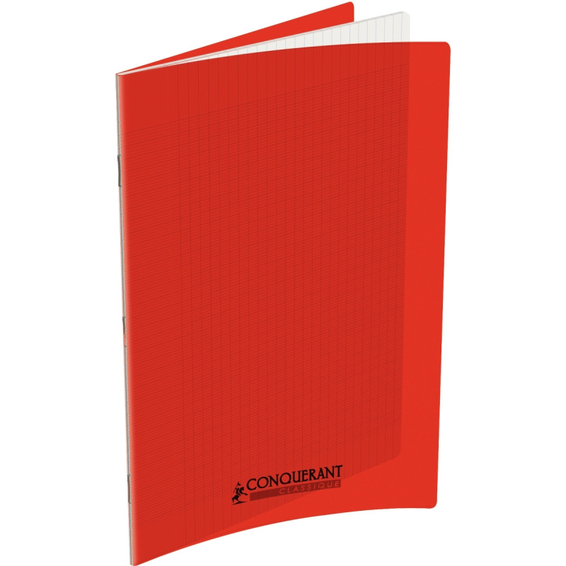 Piqûre 140 pages CONQUERANT, 24x32 cm, seyès, couv PP rouge
