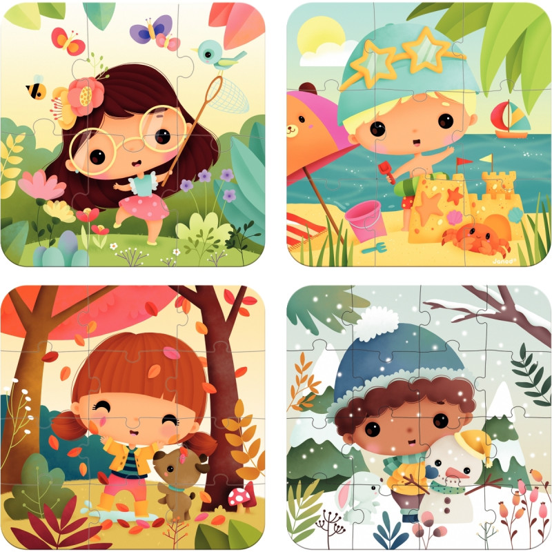 Boite de 4 puzzles progressifs, les 4 saisons