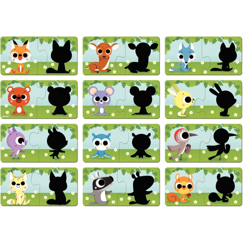 Boite de 12 puzzles duo, les ombres