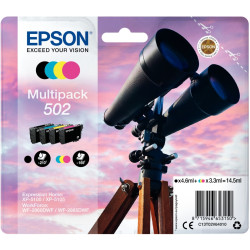 Epson JUMELLES / 502 lot 4 cartouches jet d'encre noire, cyan, magenta