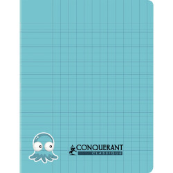 Piqûre 32 pages CONQUERANT, 17x22 cm, double ligne 3 mm IV, couv PP bl
