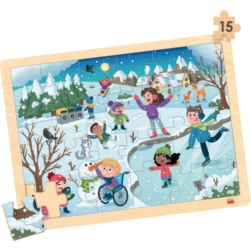 Lot de 4 puzzles à cadre en bois 15 pièces, les saisons