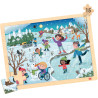 Lot de 4 puzzles à cadre en bois 15 pièces, les saisons