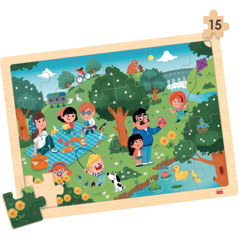 Lot de 4 puzzles à cadre en bois 15 pièces, les saisons