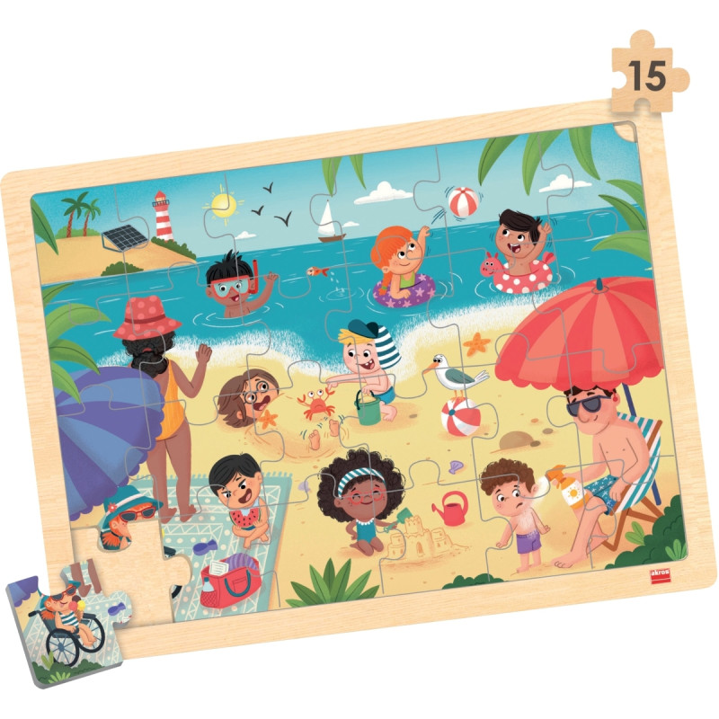 Lot de 4 puzzles à cadre en bois 15 pièces, les saisons