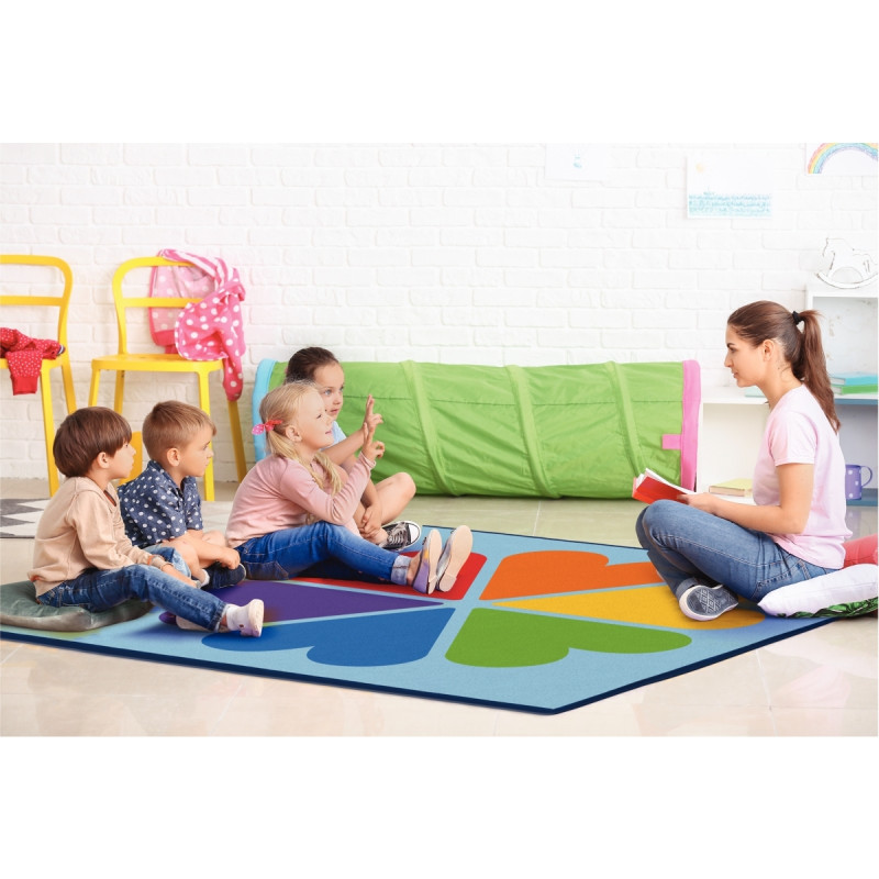 Tapis 200x200cm les coeurs en couleurs