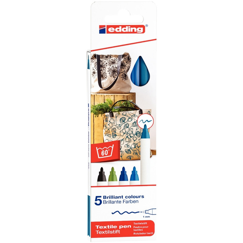 Boîte de 5 marqueurs textile E-4600 froides