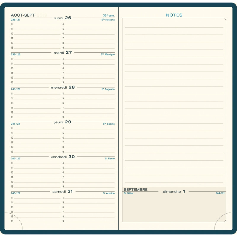 Agenda semainier Sésame 9x17,5cm bleu
