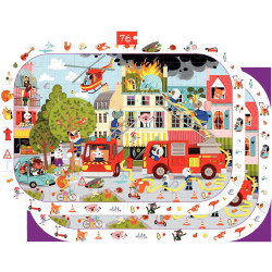 Puzzle d'observation 76 pièces, les pompiers