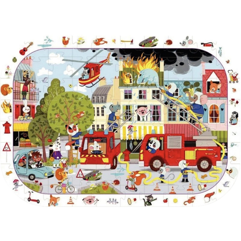Puzzle d'observation 76 pièces, les pompiers